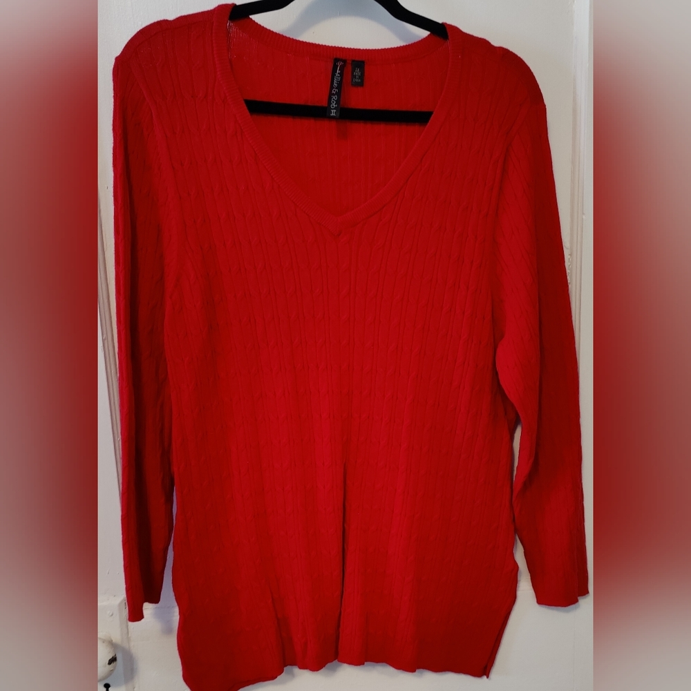Allie & Rob Cable Sweater - Red Size 2X